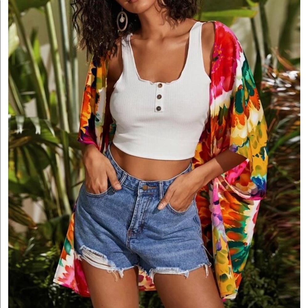 SHEIN Open Front Tie Dye Kimono
